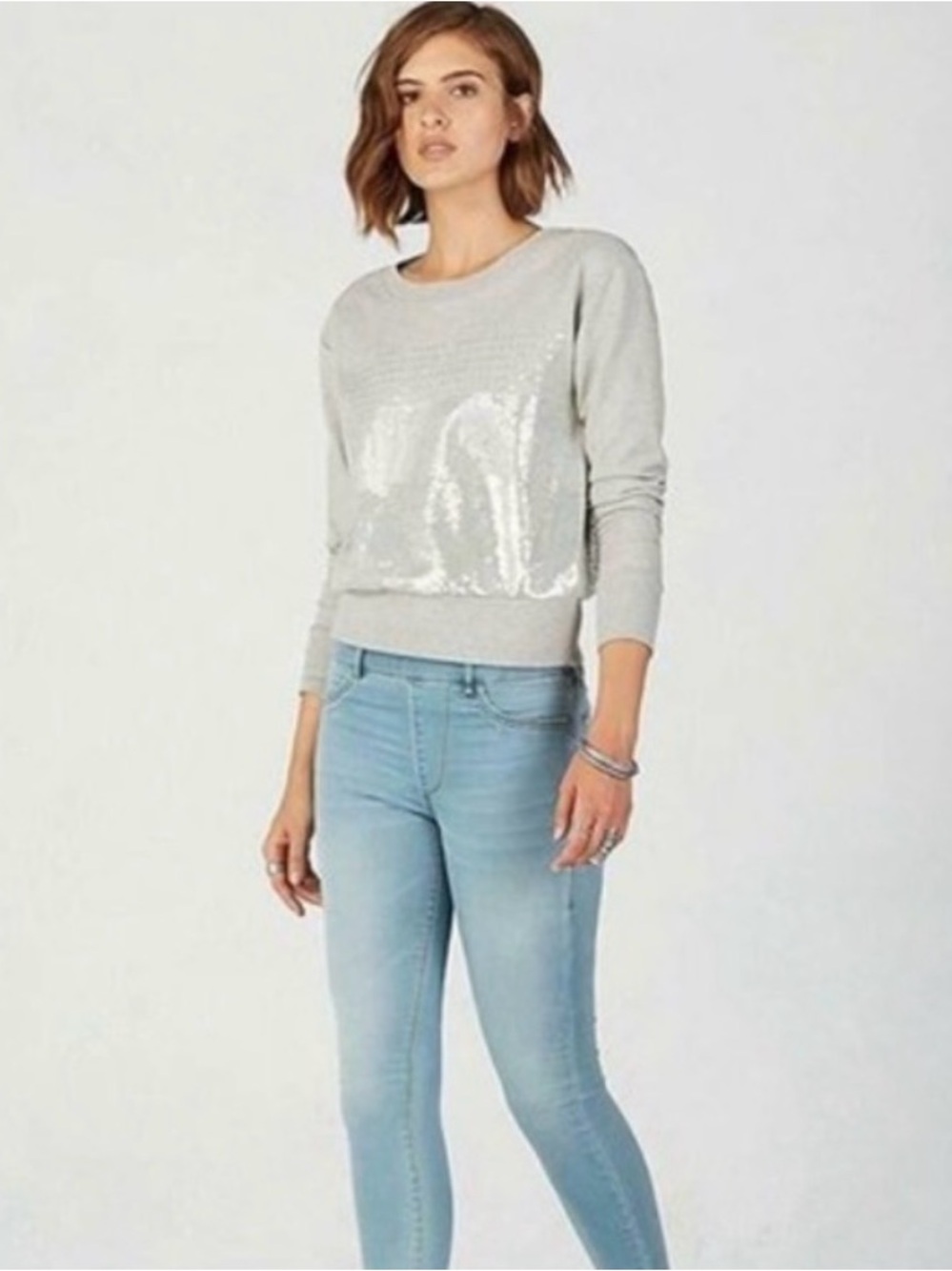 TRUE RELIGION gray sequin pullover